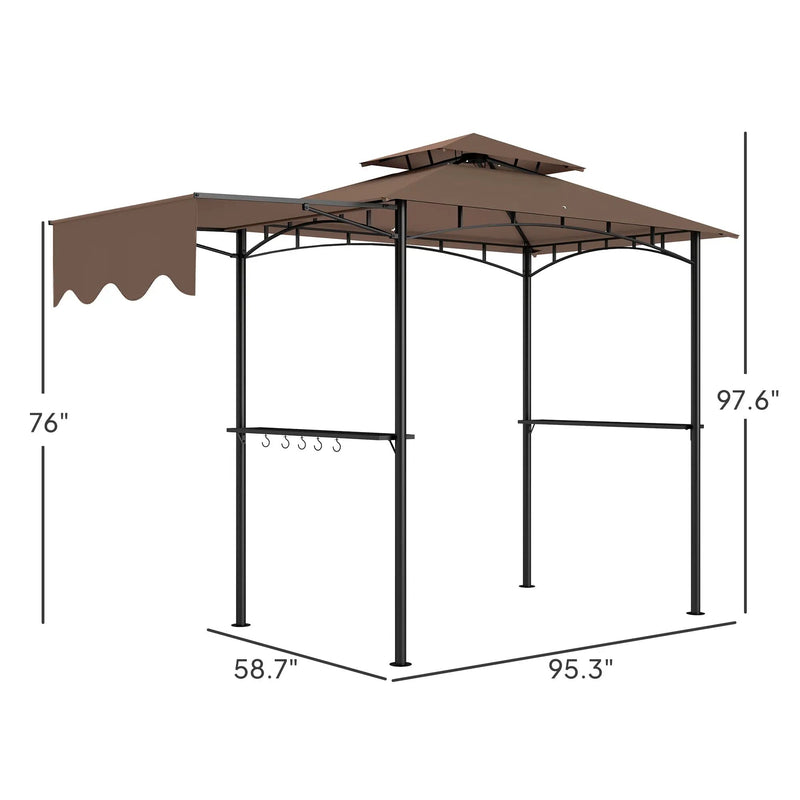 Ventilated Barbecue Gazebo Shelter with Side Awning, Shelves, and Hooks by HouseOfZazla