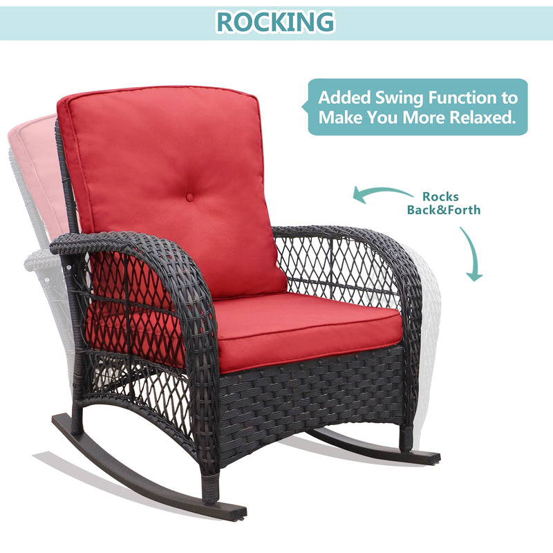 3 Pieces Outdoor Wicker Rocker Patio Bistro Set by HouseOfZazla