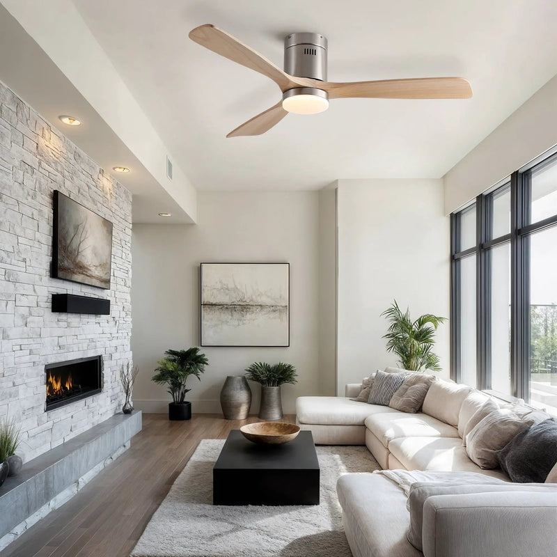 Low Profile Flush Mount Intergrated LED Ceiling Fan With Light And Silent Reversible Motor by HouseOfZazla