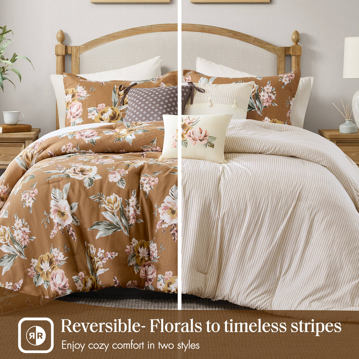 7-Piece King Vin Floral Comforter Set - Terracotta, photo 7 of 10
