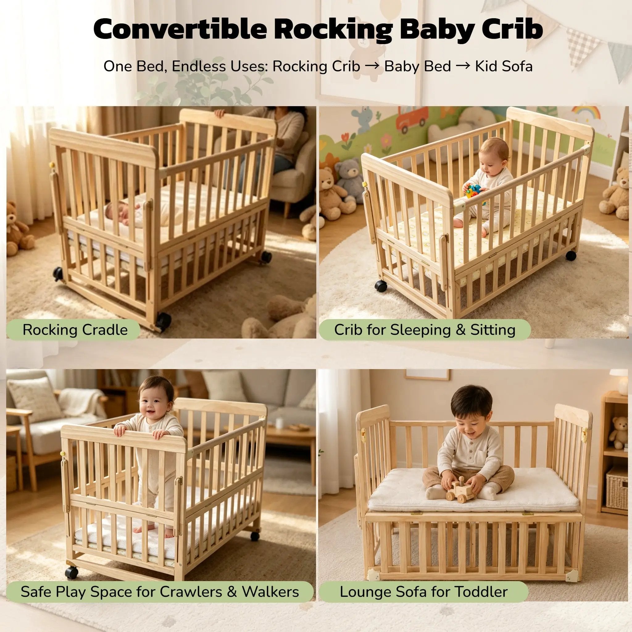 Solid Wood Baby Bassinet by HouseOfZazla