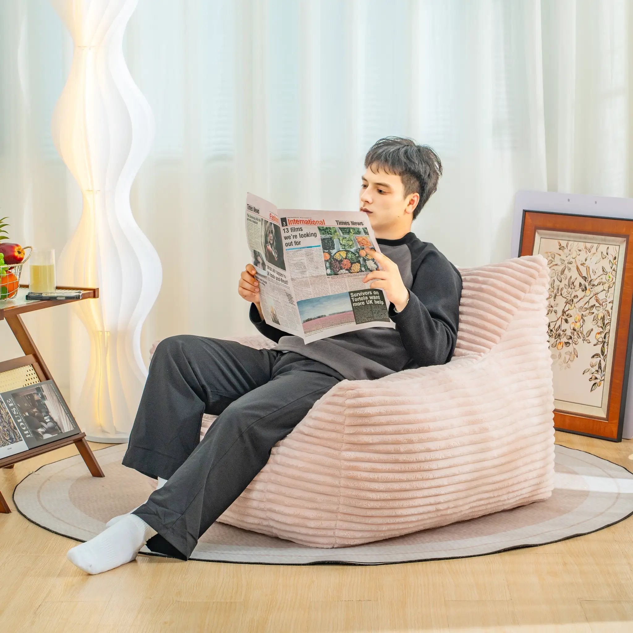 Oversized Comfy Bean Bag Chair for Adults with Armrests by HouseOfZazla