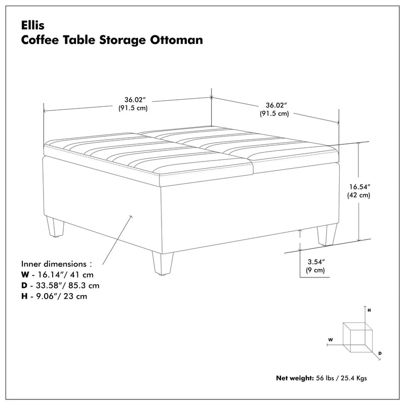 Ellis - Coffee Table Storage Ottoman Contemporary Design by HouseOfZazla