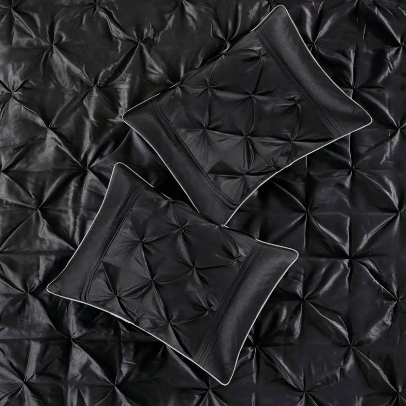 7 Piece Tufted Comforter Set Black California King by HouseOfZazla