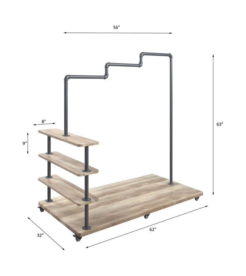 Brantley - 63" Hanger Rack - Oak & Sandy Gray by Unique Piece Furniture