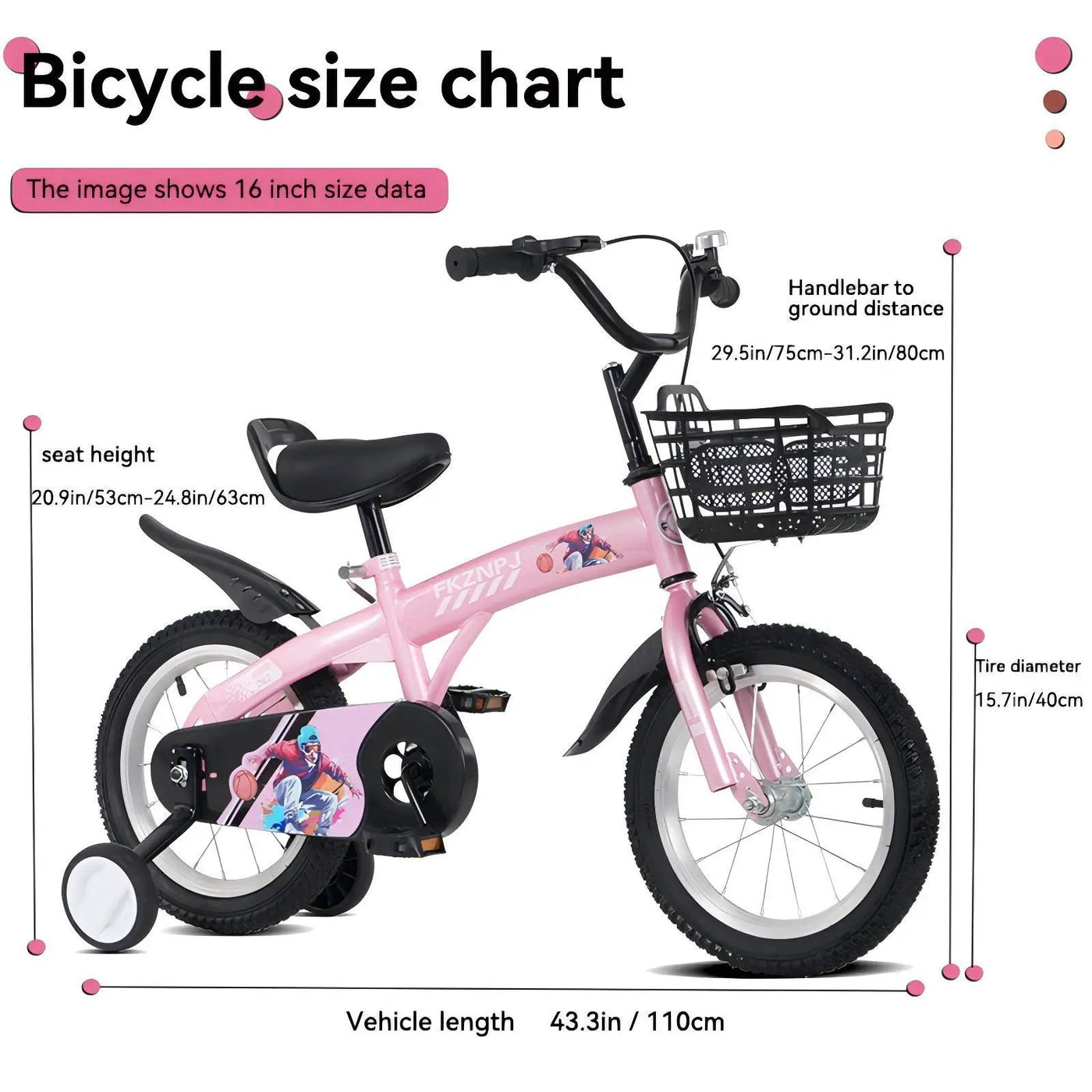 Fkznpj - 16" Sporty Kids Bike With Training Wheels And Stand Adjustable Saddle Suitable For Boys And Girls Aged 4 - 8 Years Tall Height 41 - 46" Available In A Variety Of Colors by HouseOfZazla