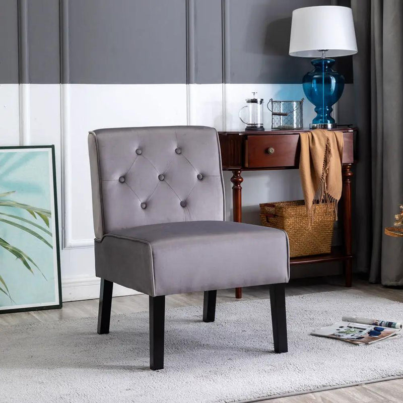 Reese - Living Room Armless Button Tufted Pattern Accent Chair (Set of 2) by HouseOfZazla