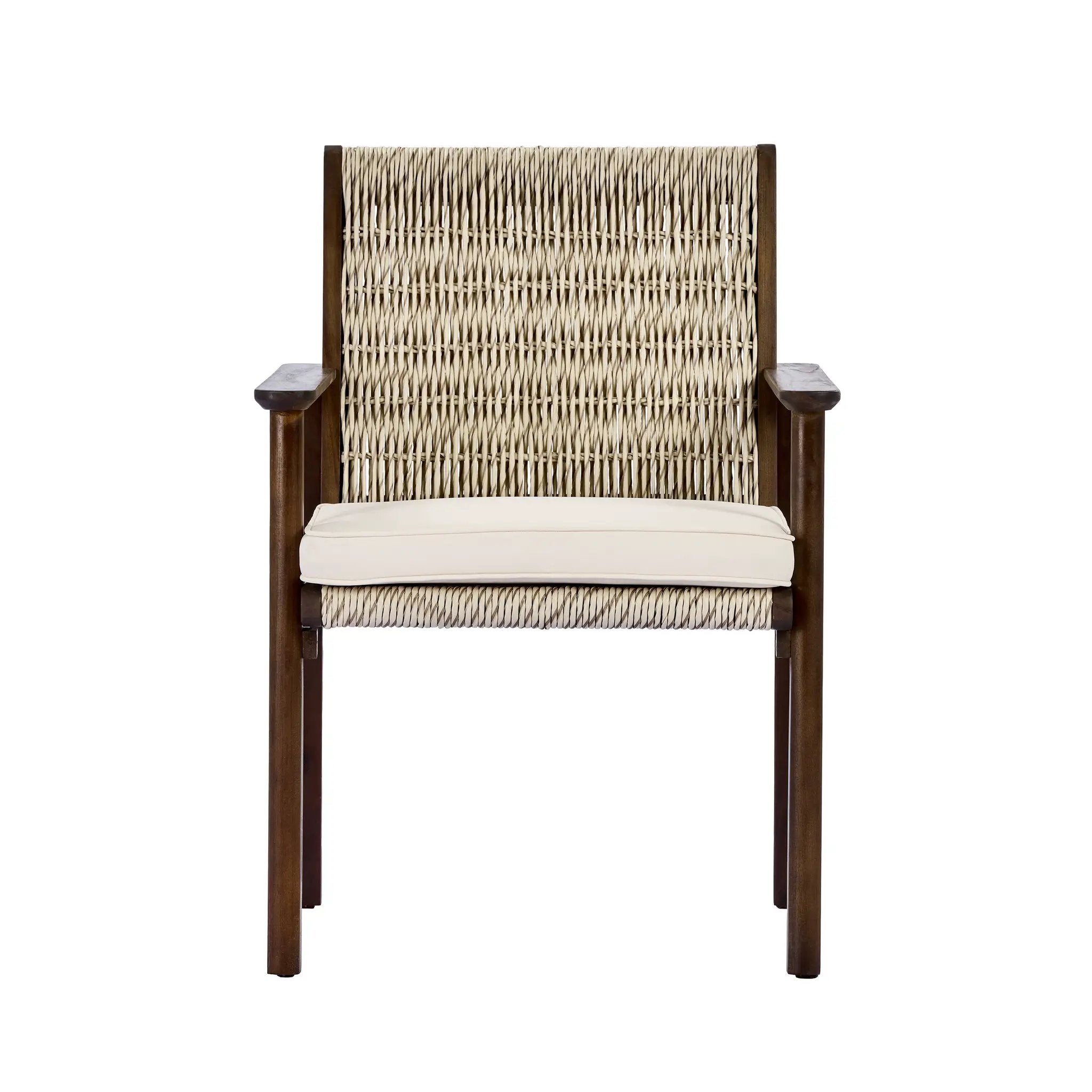 Outdoor Dining Chair Set with Acacia Wood & Wicker Rattan by HouseOfZazla