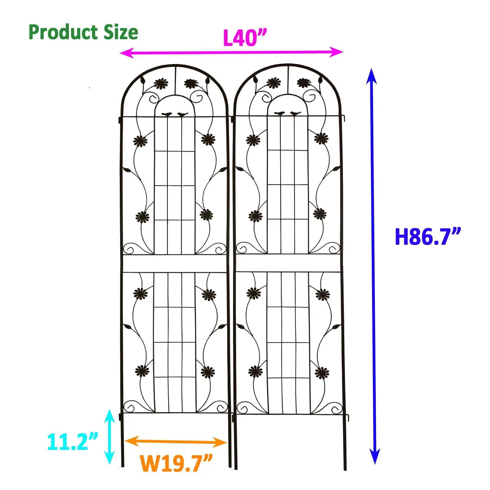 Metal Garden Trellis Rustproof Trellis For Climbing Plant Outdoor Flower Support by Unique Piece Furniture