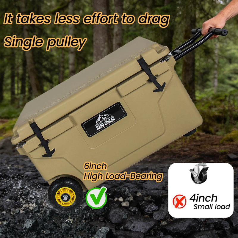 65 Quart Khaki Cooler - Ultra-Tough Hard Shell Ice Chest by HouseOfZazla