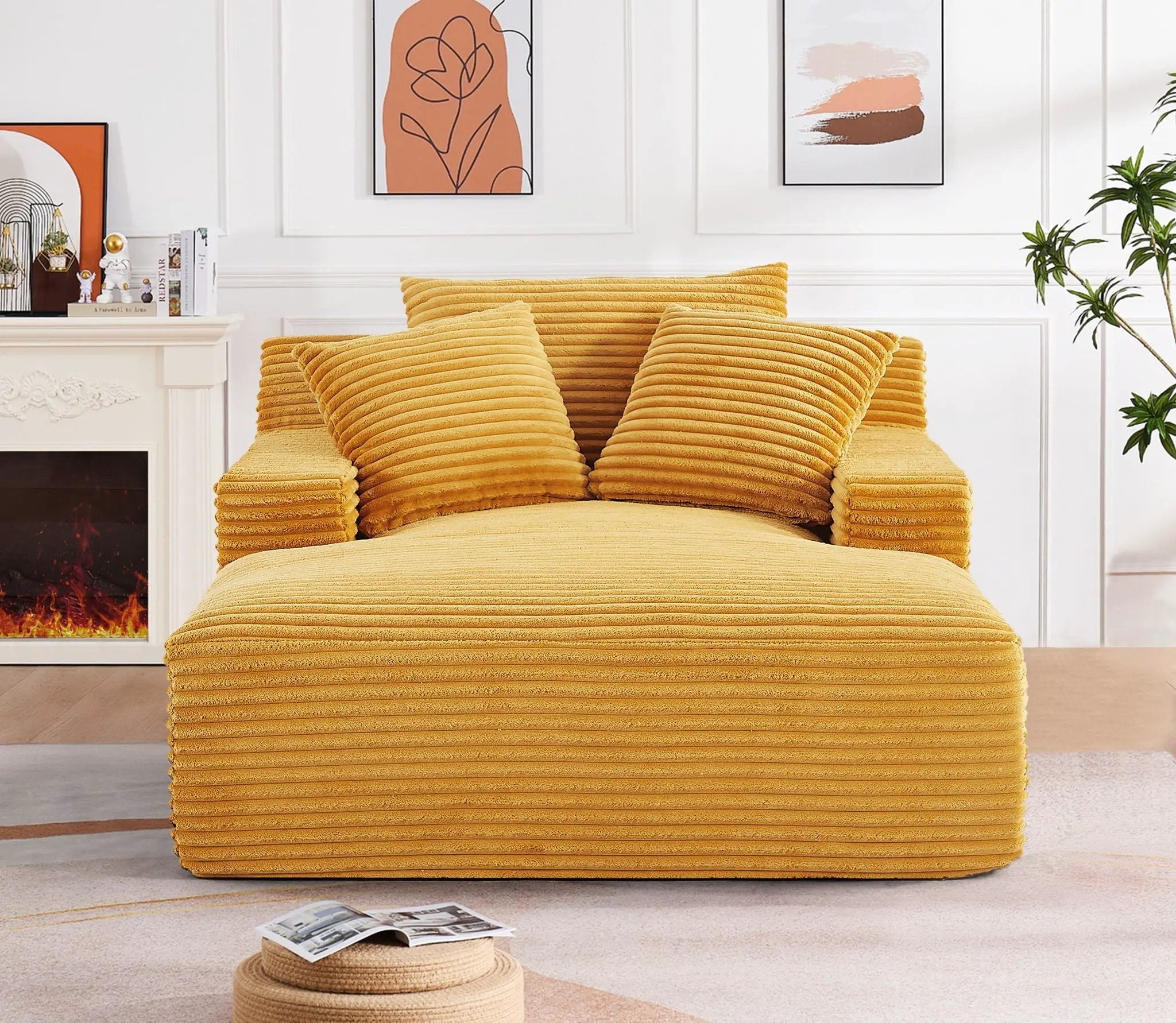 Cloudline - Oversized Chaise Lounge, Modern Comfy Couch With Full Foam Cushioning, Cozy Sleeper Sofabed by HouseOfZazla