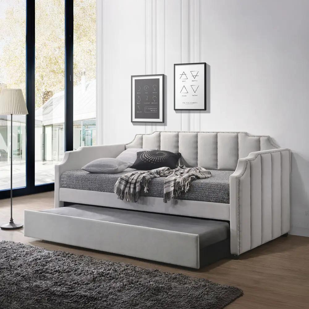 Peridot - Twin Daybed With Trundle - Dove Gray Velvet by Unique Piece Furniture