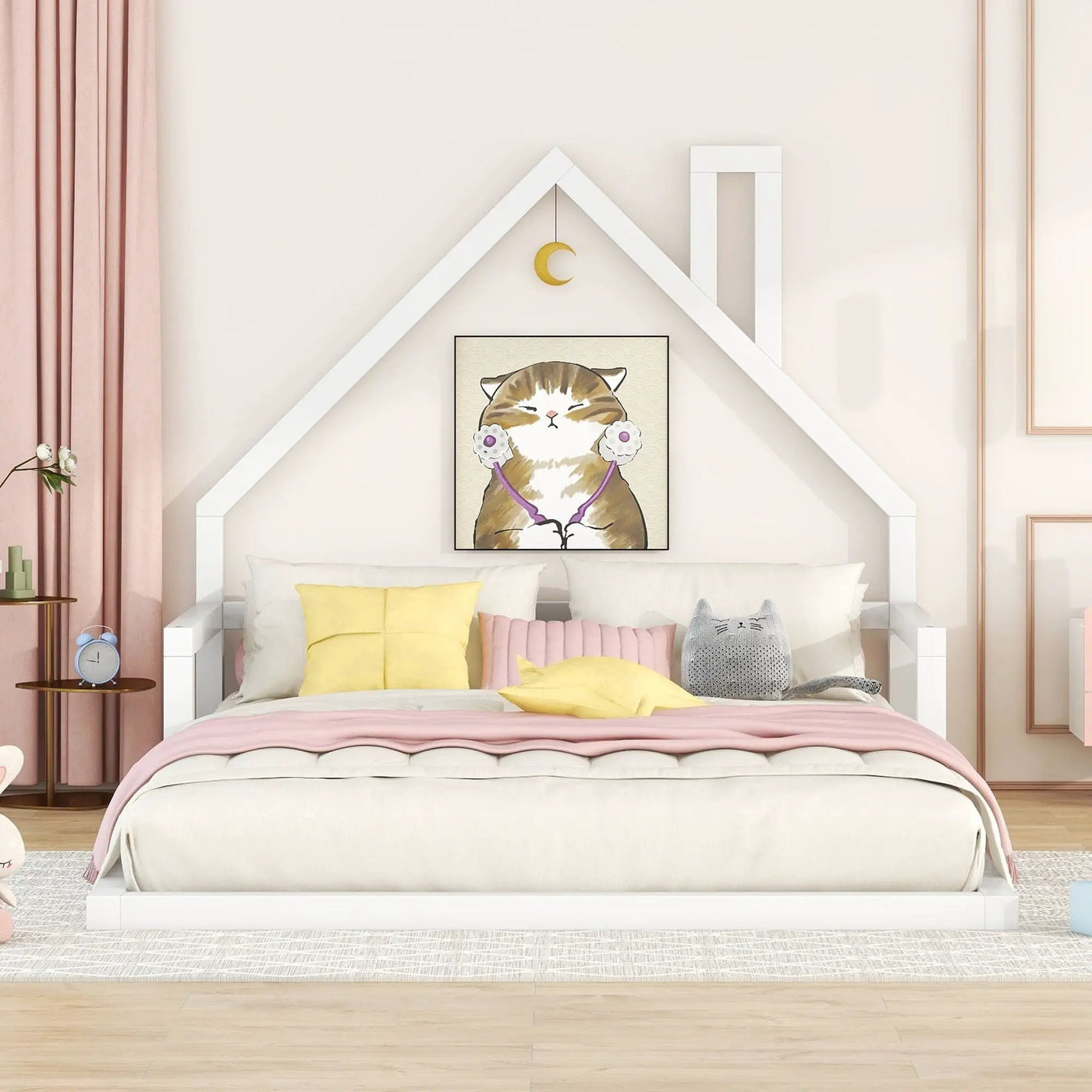 Elegant Floor Bed With House Shaped Headboard by HouseOfZazla