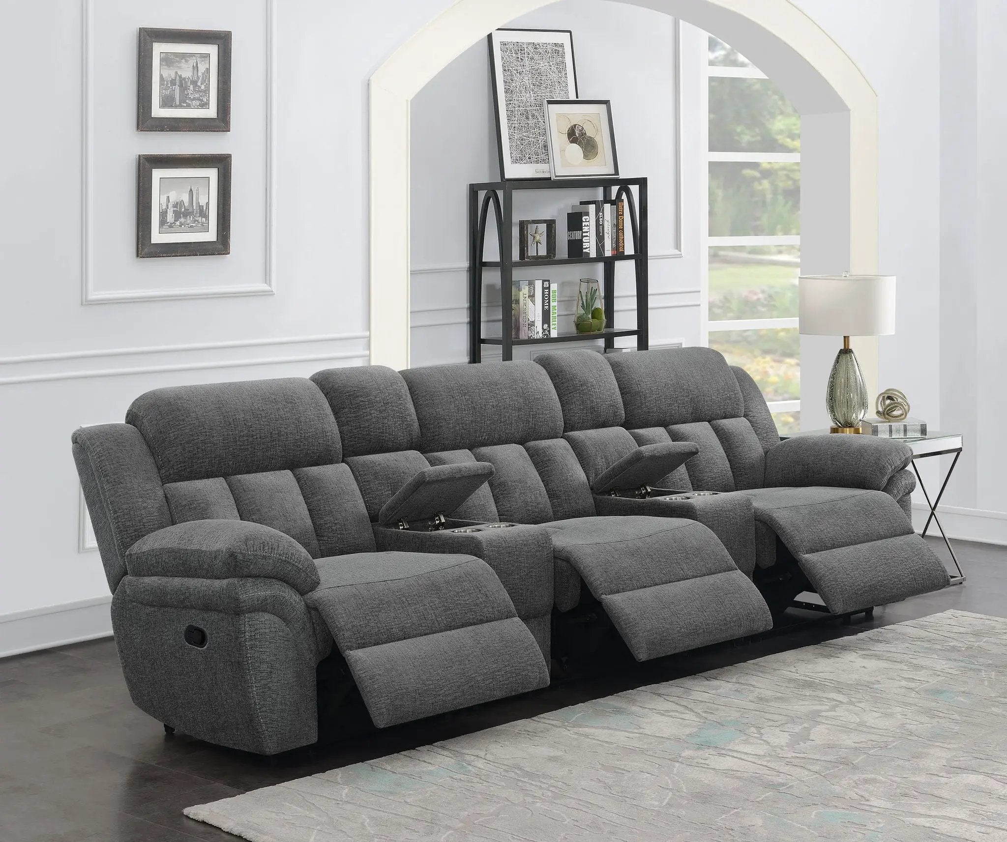 Bahrain 5-piece Upholstered Home Theater Seating Charcoal by Unique Piece Furniture