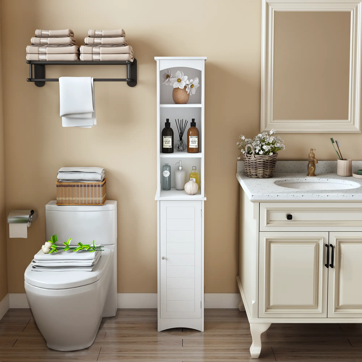 64.17'' Tall Bathroom Storage Cabinet by HouseOfZazla