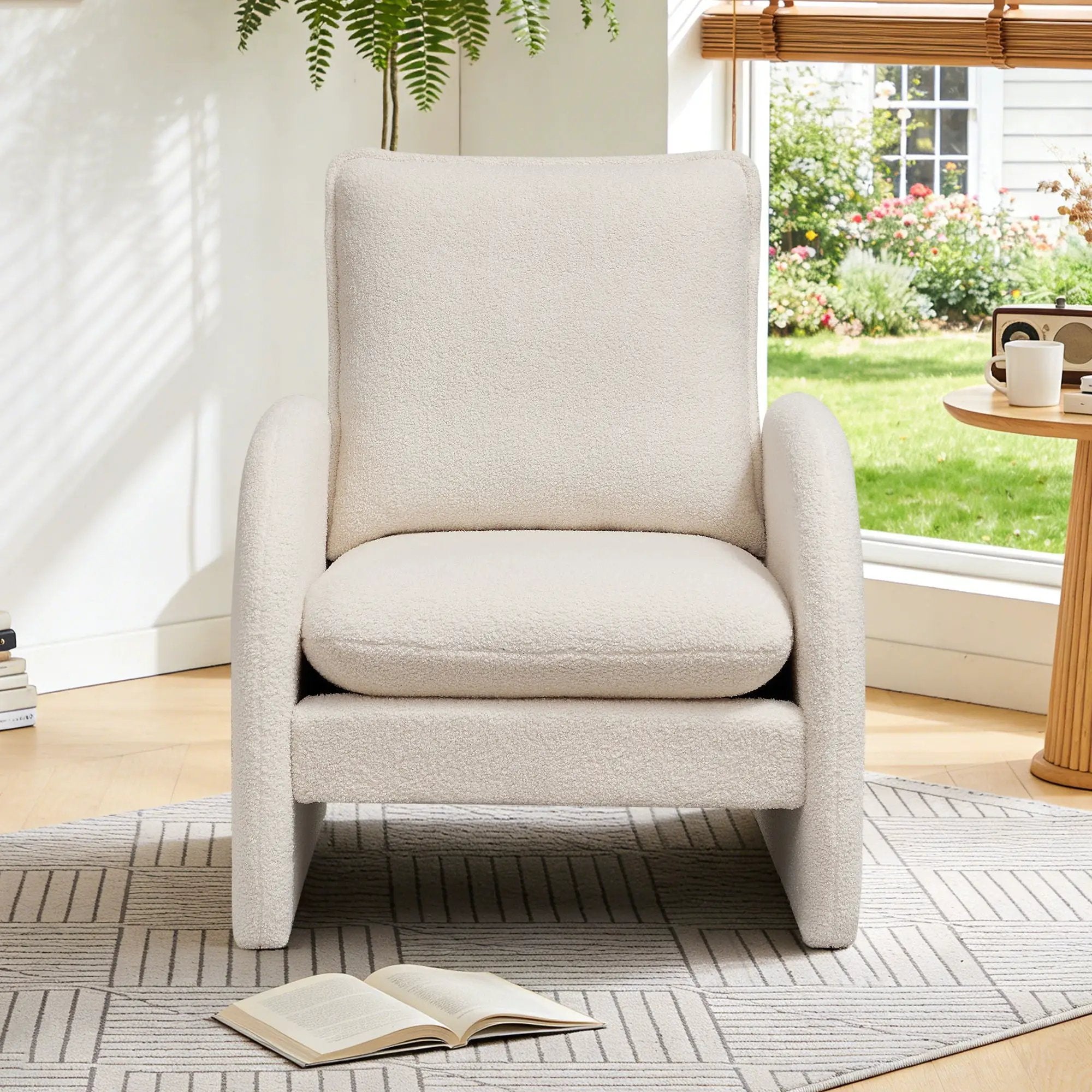 Modern Sherpa Upholstered Accent Chair, Comfortable Living Room Armchair, Lounge Chair For Bedroom, And Office by HouseOfZazla