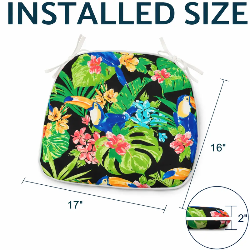 Outdoor Patio Chair Cushions, Water-Repellent U-Shape, Set of 4 - Rich Forest by HouseOfZazla