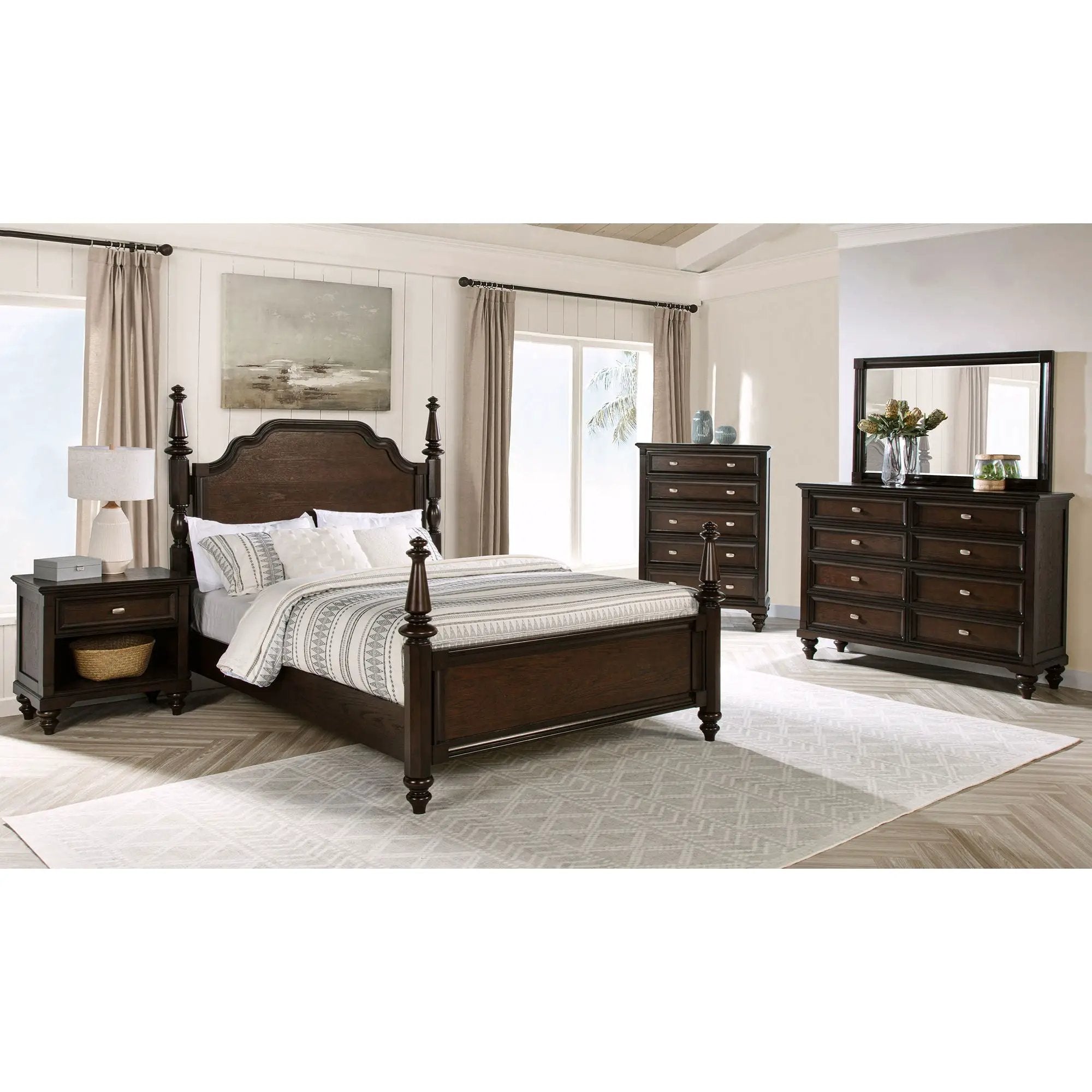 Berwick - 8 Drawer Dresser Cabinet With Felt Lined Drawers - Dark Oak by HouseOfZazla