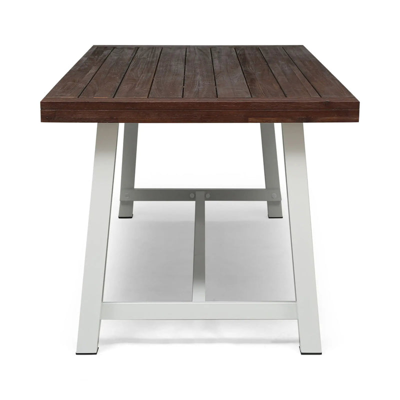 Equilibrium Outdoor Dining Table with Wooden Frame and Slat Top by HouseOfZazla