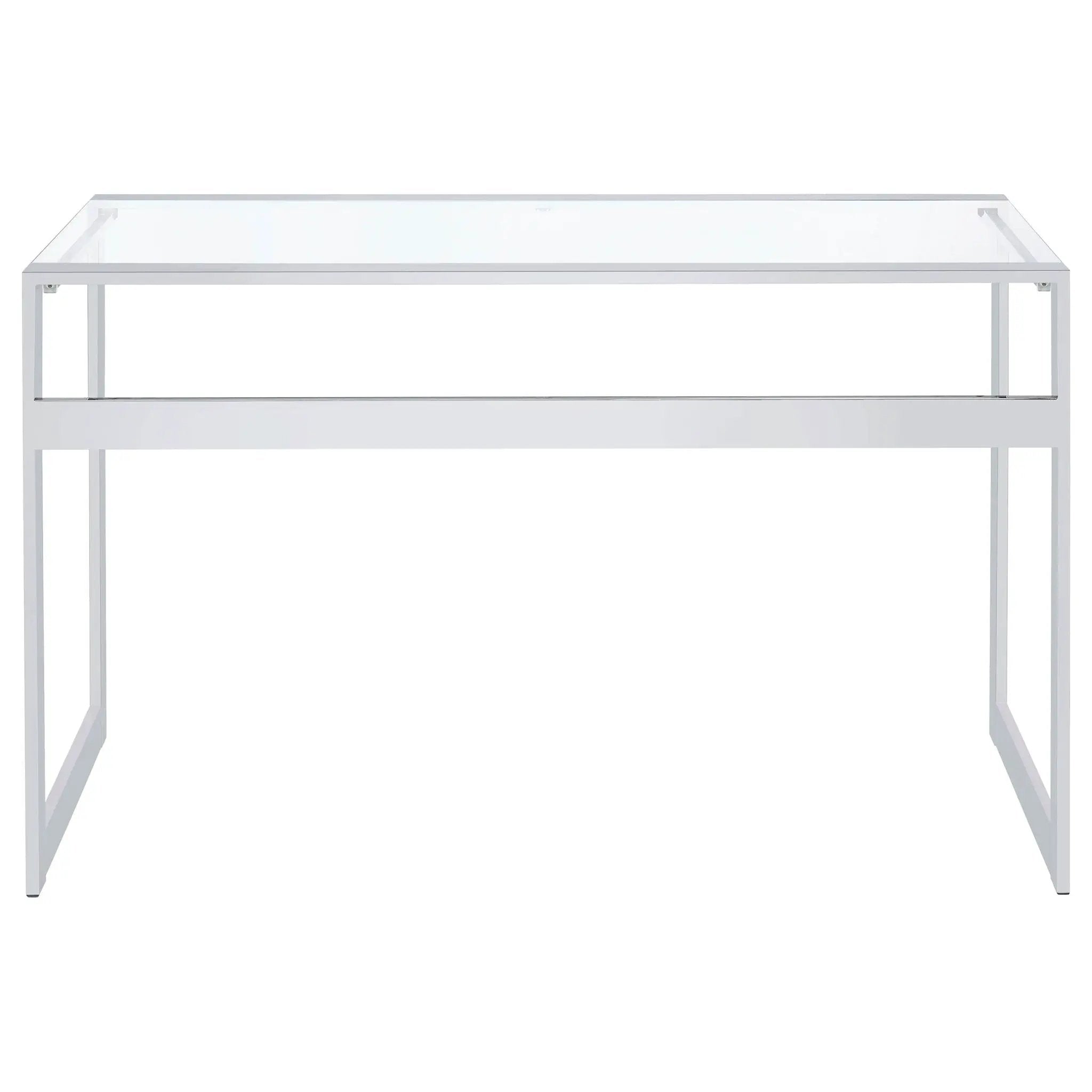 Hartford 47-inch Glass Top Writing Desk Chrome by Unique Piece Furniture