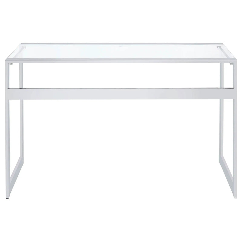 Hartford 47-inch Glass Top Writing Desk Chrome by Unique Piece Furniture