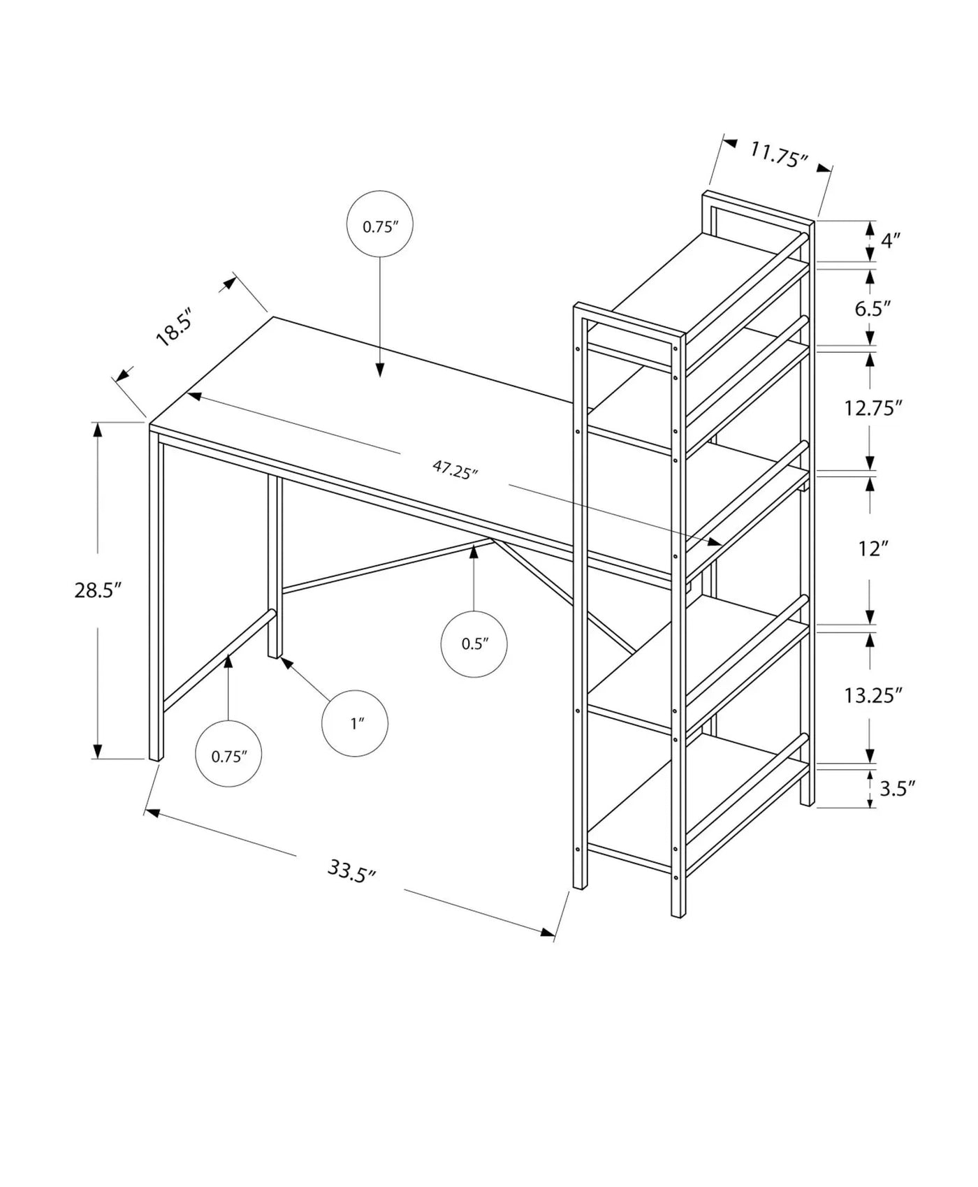 Computer Desk for Home Office with Laptop Storage Shelves by HouseOfZazla