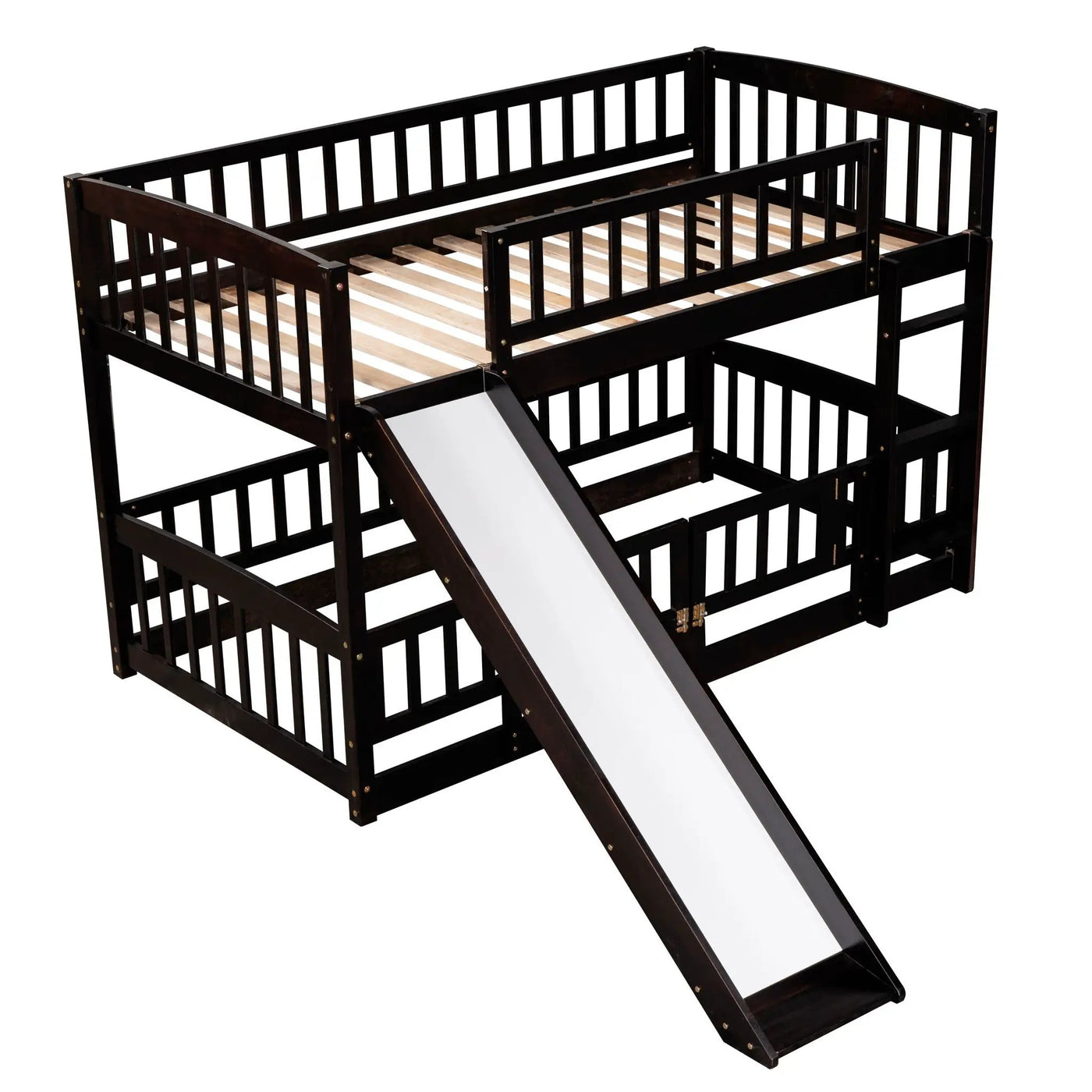 Low Bunk Bed With Slide, Fence And Ladder by Unique Piece Furniture