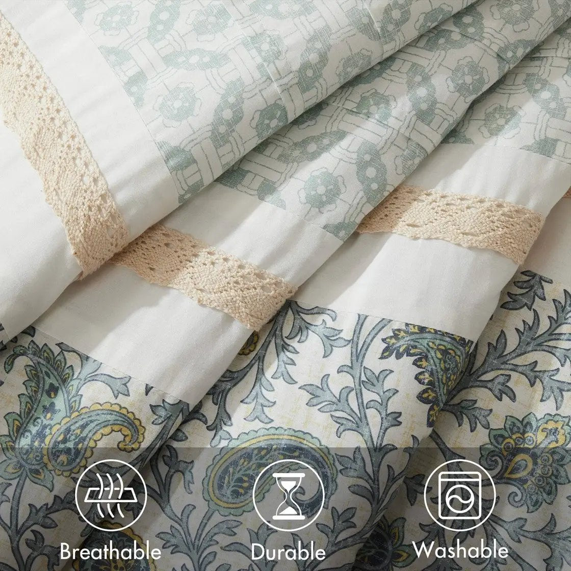 9 Piece Cotton Percale Comforter Set Aqua by HouseOfZazla