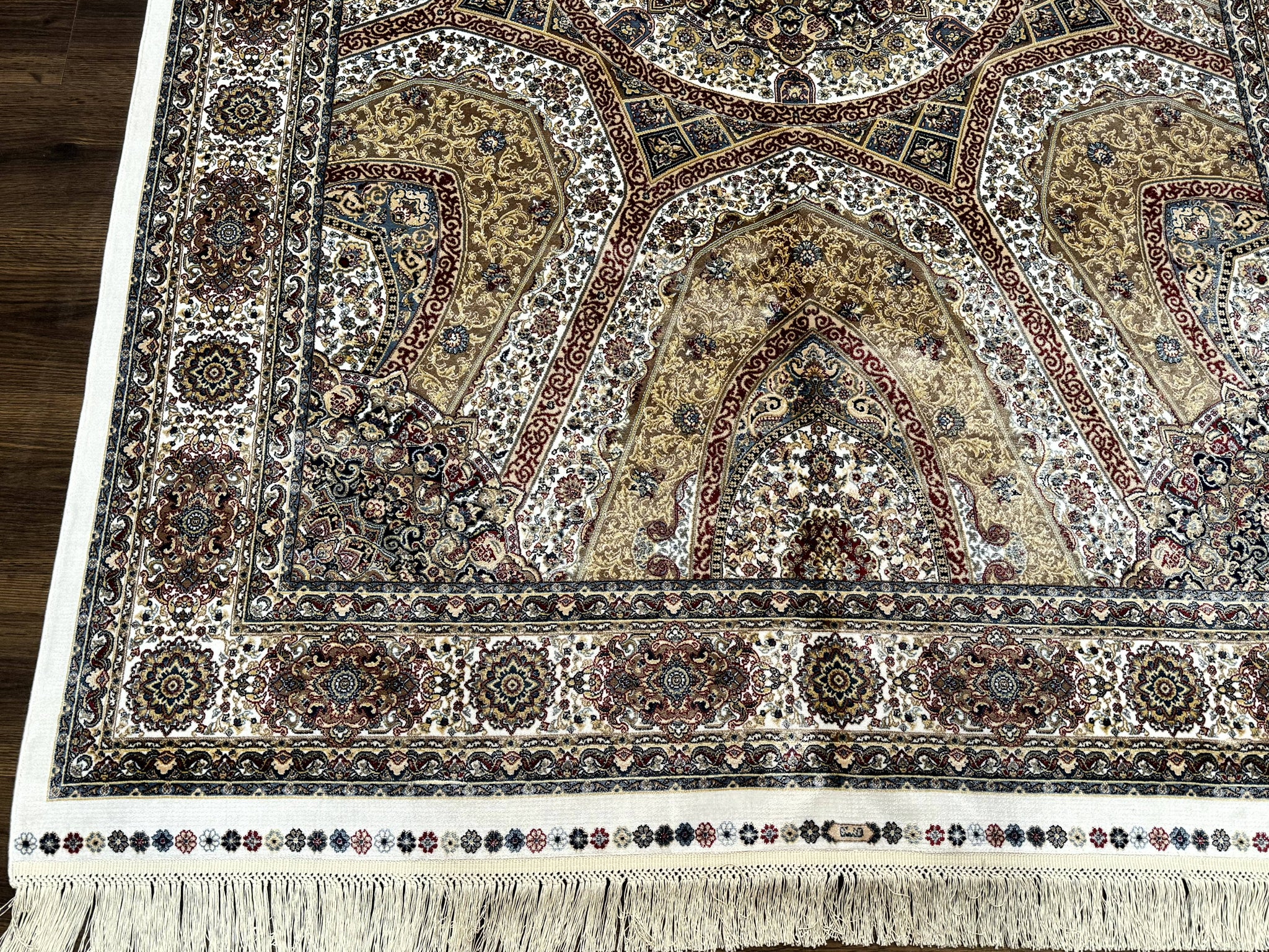 Turkish Silk Rug 5 x 7.6, Dome Design, Bamboo Silk, New by Jewel Rugs
