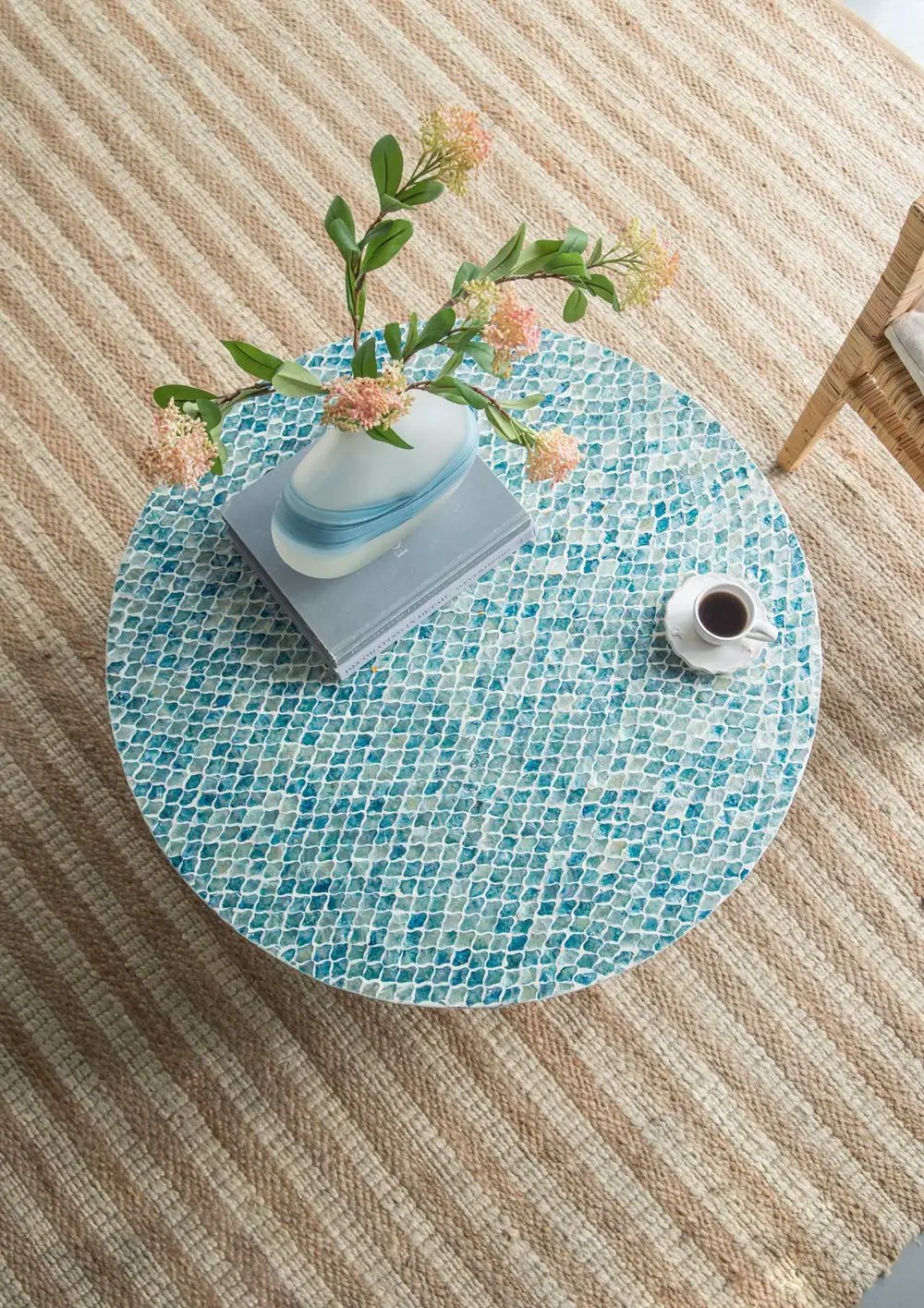 Unique Capiz Coffee Table & Pedestal Base by HouseOfZazla