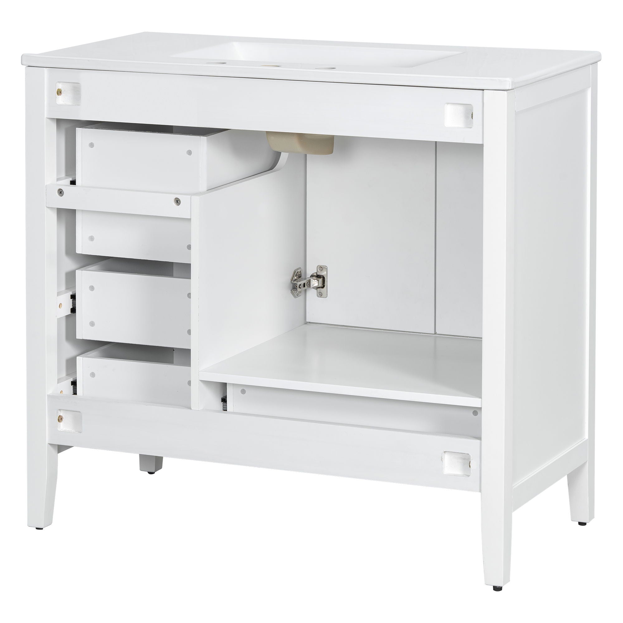 Elegant Vintage Bathroom Vanity With Sink and Soft Closing Drawers by HouseOfZazla