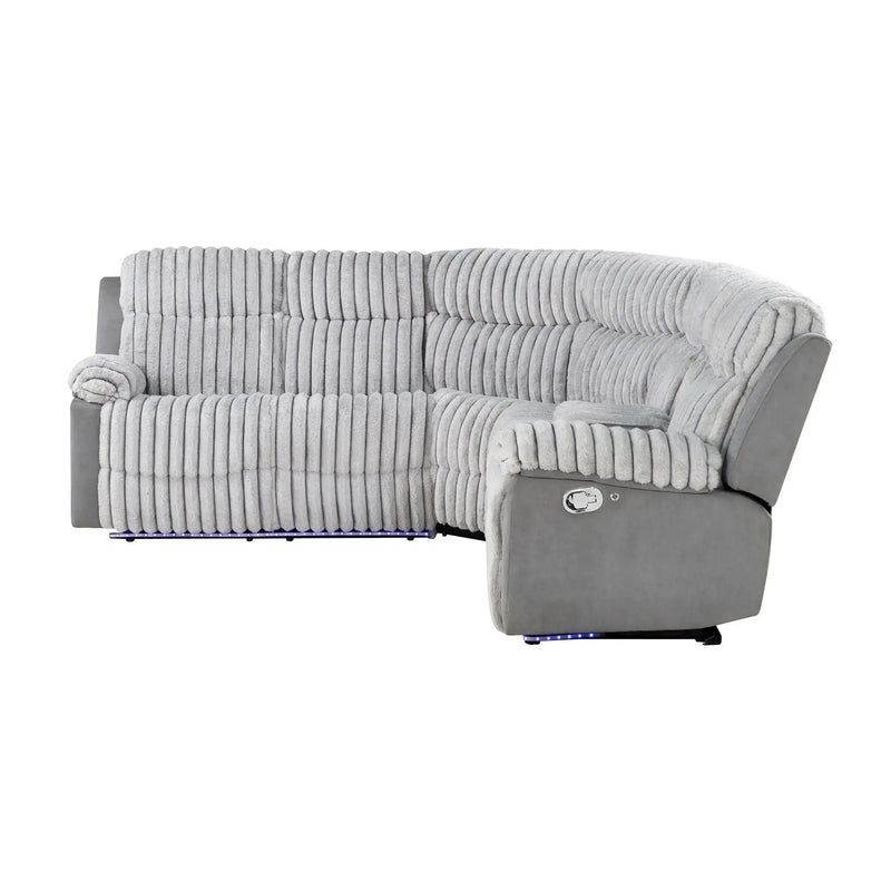 Bruni - Sectional Sofa With LED Lighting And Manual Recline - Gray by Unique Piece Furniture
