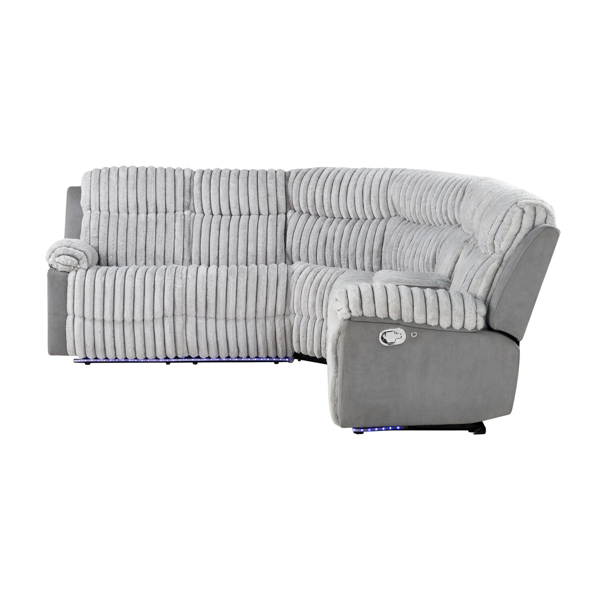 Gray Sectional Reclining Sofa with LED Lighting and Manual Recline, photo 9 of 9