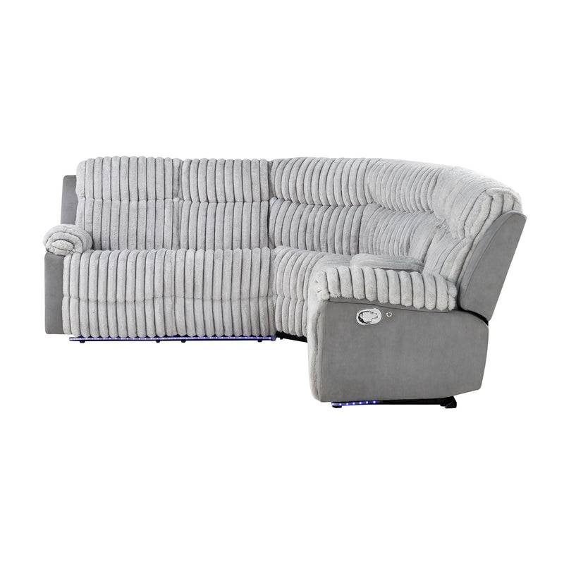 Gray Sectional Reclining Sofa with LED Lighting and Manual Recline, photo 9 of 9