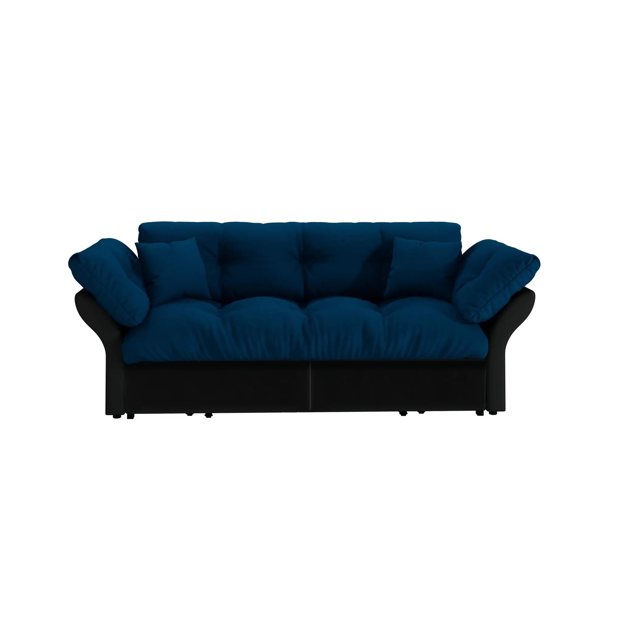 Queen Pull Out, 3 In 1 Convertible Sleeper Tufted Sofa & 2 Soft Pillows by HouseOfZazla