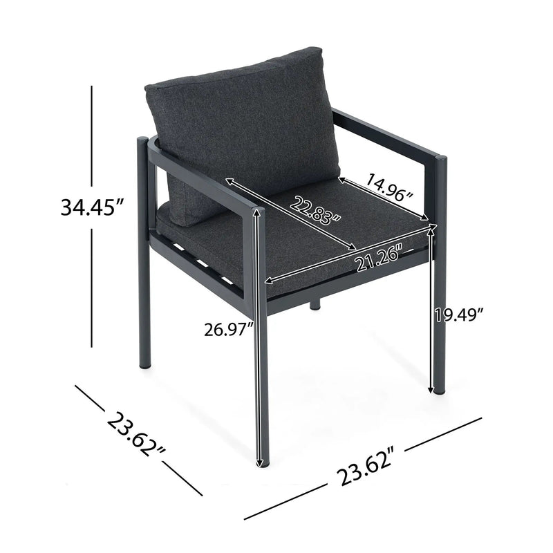 7 Piece Outdoor Dining Set With Table And 6 Chairs - Black / Gray / Teak by HouseOfZazla