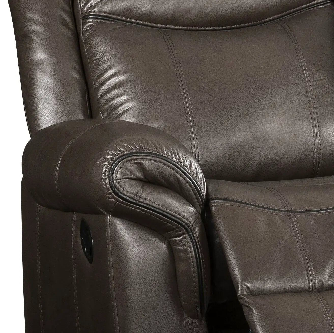 Lydia - Leather Aire Motion Loveseat With USB Console - Brown by HouseOfZazla