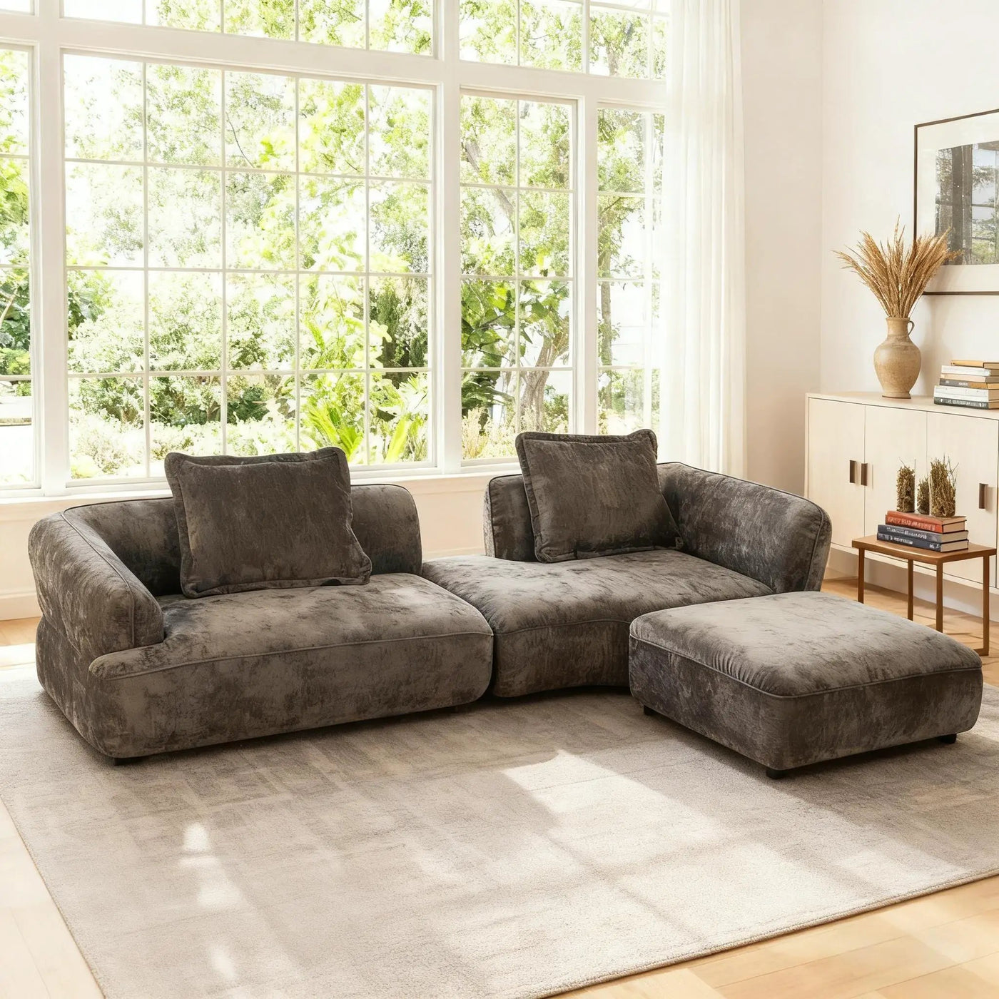 122" Modern L-Shaped Sectional Sofa with High-Density Foam and Chaise Lounge by HouseOfZazla