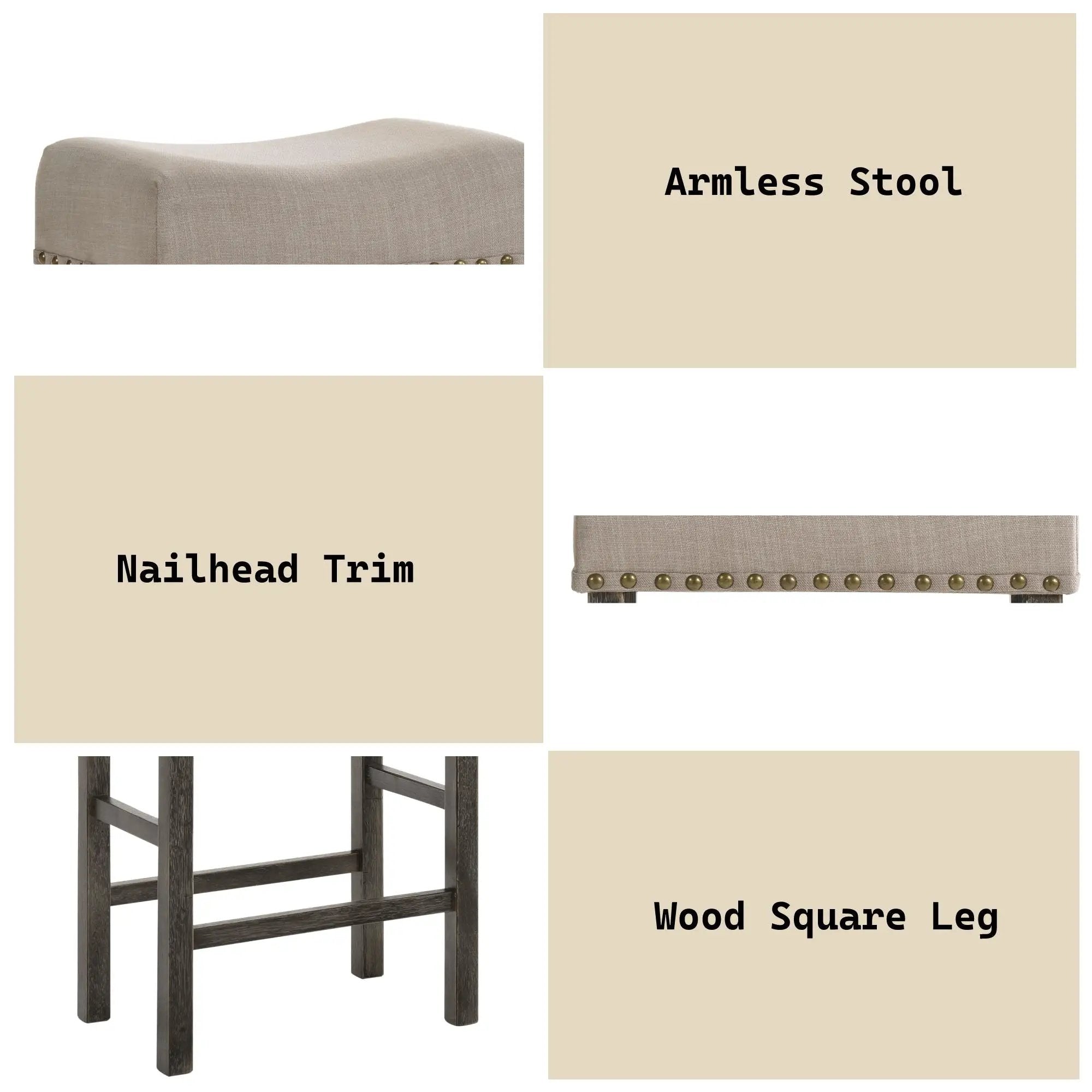 Martha II - Weathered Counter Height Stool (Set of 2) - Gray / Tan by Unique Piece Furniture