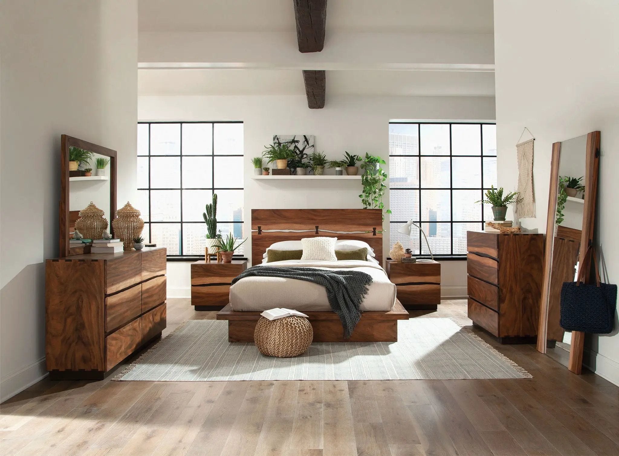 Winslow Wood Eastern King Panel Bed Smokey Walnut by Unique Piece Furniture