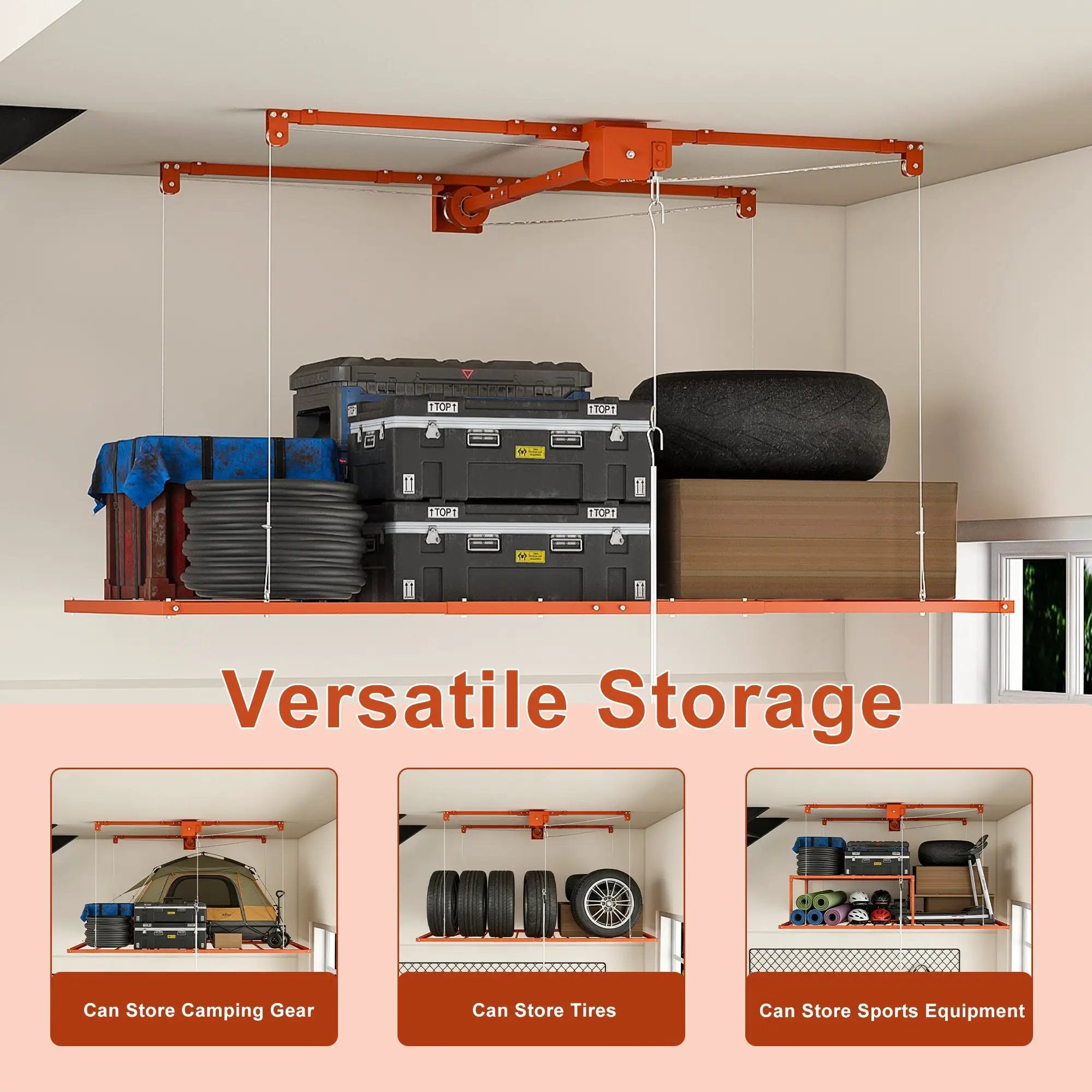 Orange Overhead Garage Storage Rack 3x6 FT by HouseOfZazla