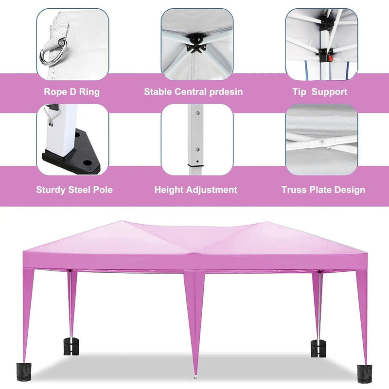 10'X20' Folding Canopy With 6 Removable Sidewalls Outdoor Event Shelter UPF 50+ Gazebo Portable Tents For Parties Beach Camping Wedding Ez Pop Up Canopy by Unique Piece Furniture