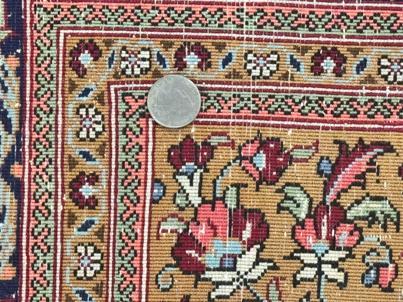 Persian Qum Rug 3.6 x 5, Kork Wool, Very Finely Hand Knotted 325 KPSI, Rare, Semi Antique by Jewel Rugs