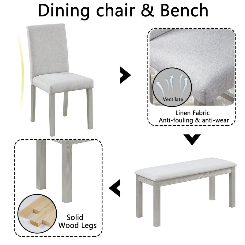 Dining Table Set With Crystal Decoration And Upholstered Chairs by Unique Piece Furniture