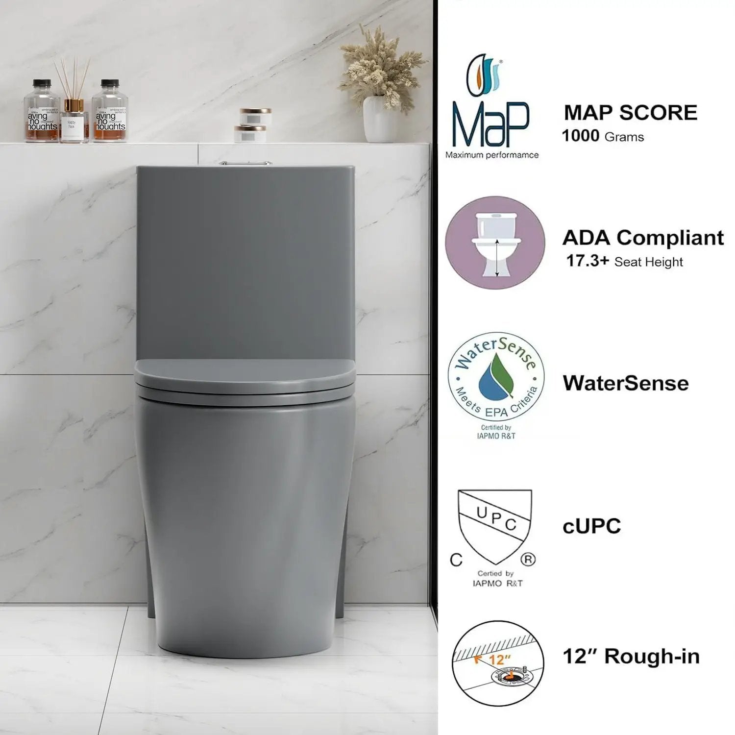 1 Piece Toilet With Tornado Flush, Dual Flush, And ADA Height Comfort Chair by HouseOfZazla