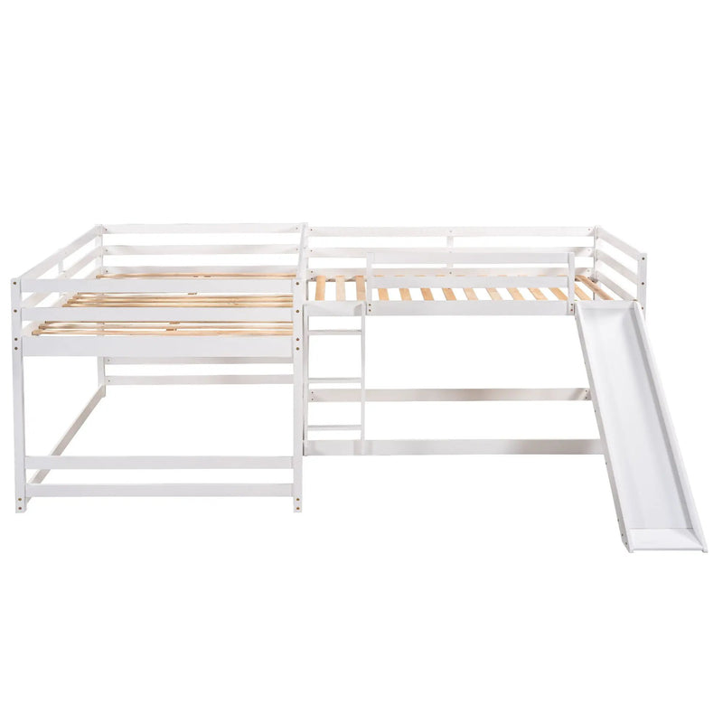 L-Shaped Bunk Bed With Slide And Short Ladder by HouseOfZazla