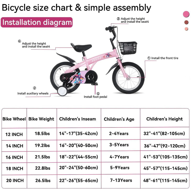 Fkznpj - 16" Sporty Kids Bike With Training Wheels And Stand Adjustable Saddle Suitable For Boys And Girls Aged 4 - 8 Years Tall Height 41 - 46" Available In A Variety Of Colors by HouseOfZazla