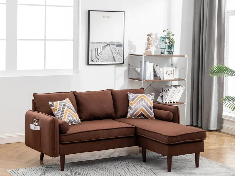 Mia - Sectional Sofa Chaise With USB Charger And Pillows by HouseOfZazla