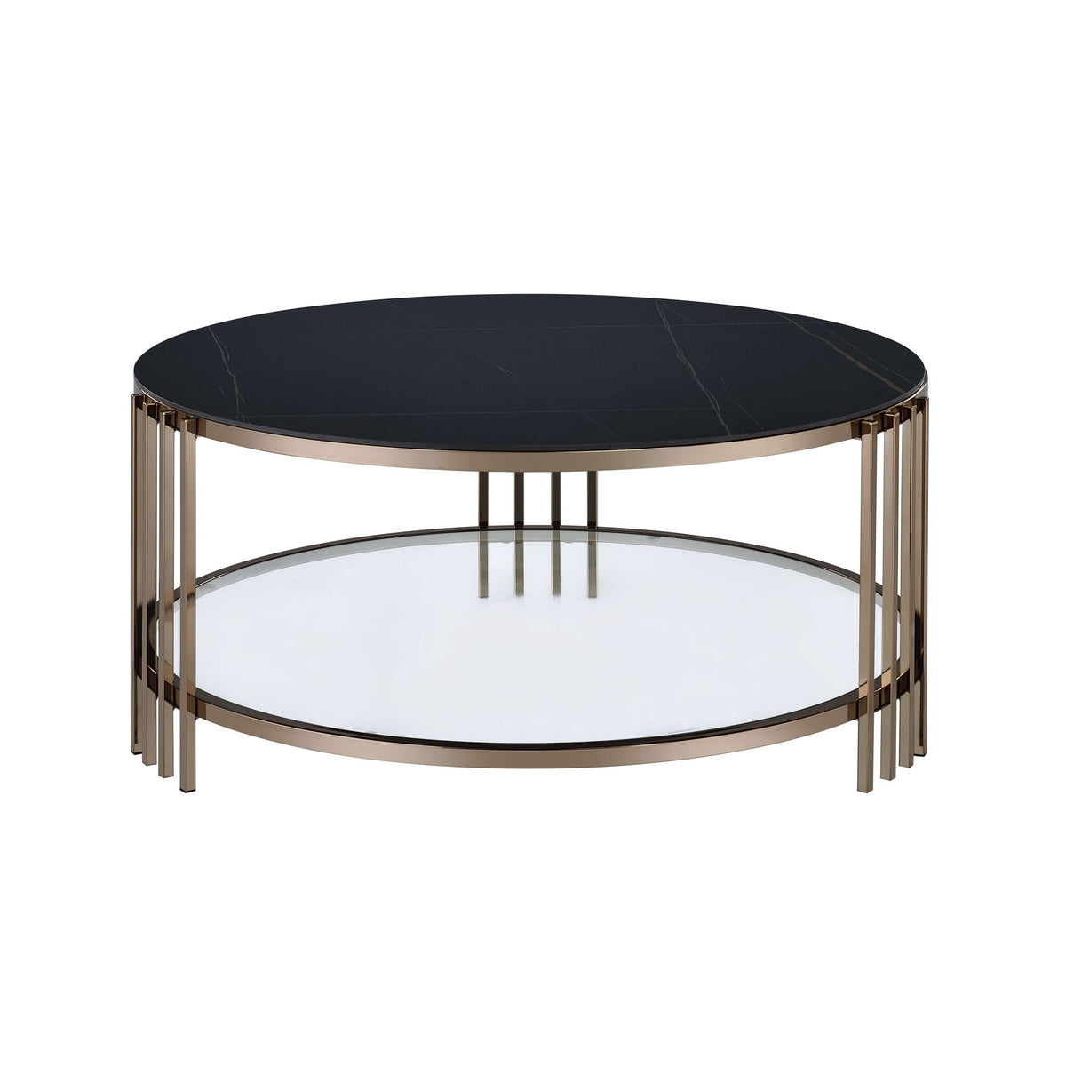 Abisha Sintered Stone Top Round Table with Lower Shelf - Black, photo 8 of 8