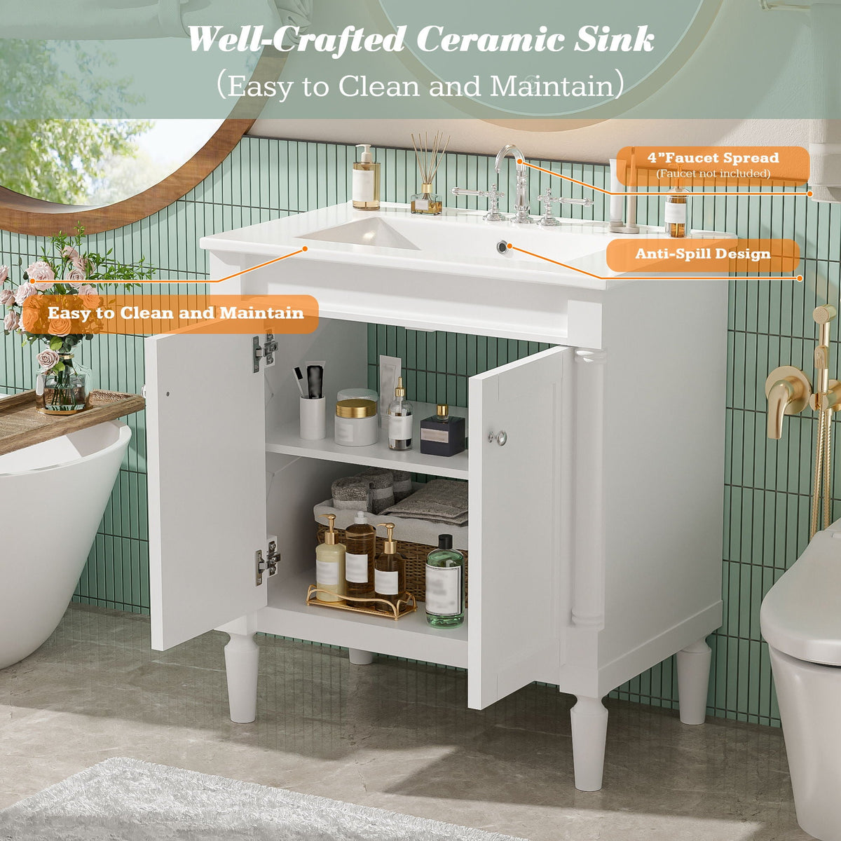 Bathroom Vanity Cabinet With Sink, Soft Close Doors, Storage Cabinet, photo 21 of 21